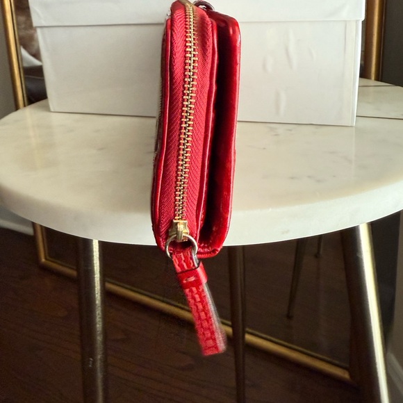 Coach Legacy Signature Cs Jacquard Red Leather Stripe Wallet - Picture 6 of 8